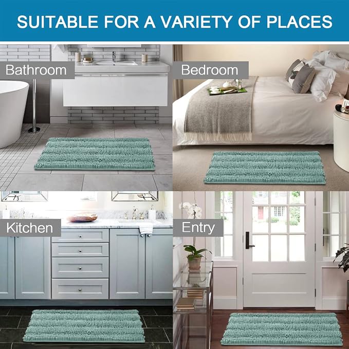 H.VERSAILTEX Bathroom Rugs Non Slip Thick Shaggy Chenille Bathroom Rug Mat Set - Image 6