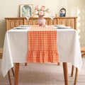 Orange White Plaid Gingham Ruffle Table Runner 72 inches Long 100% Washed by KMASANIJI