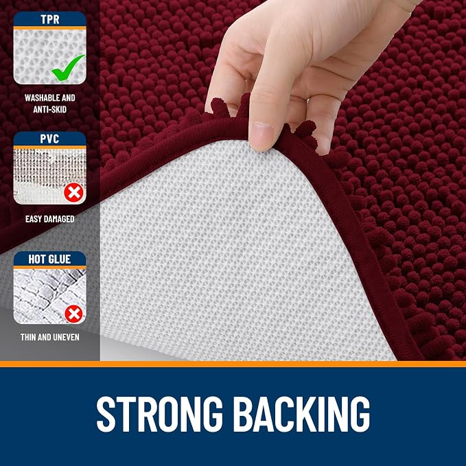 OLANLY Toilet Rugs U-Shaped 24x24, Extra Soft Absorbent Chenille Contour - Image 6