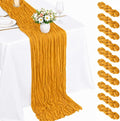 10 Pack Gold Cheesecloth Table Runner 22 x 120 Inch Boho Gauze Table Runner | by Fwxdbwyl