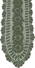 Cotton Handmade Crochet Lace Table Runner Olive Green 12x72 Inch | Oval by KEPSWET