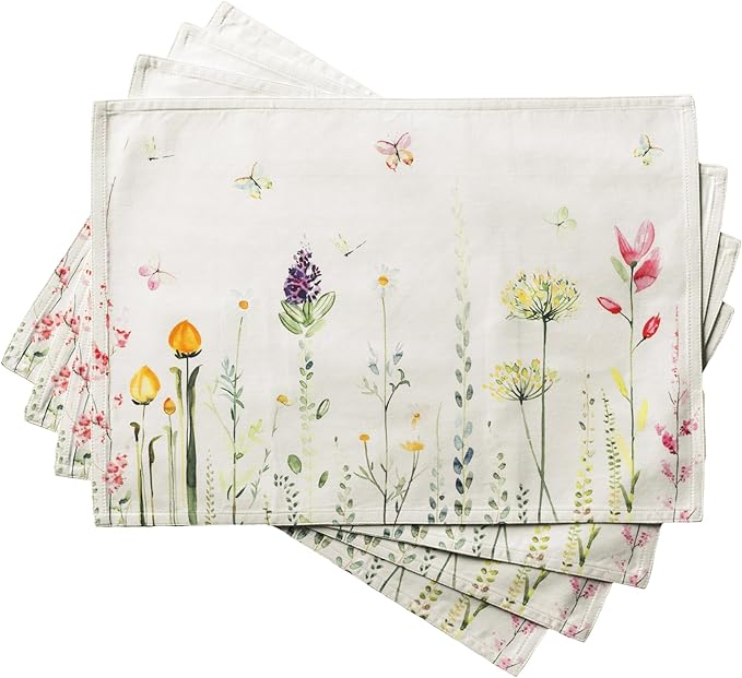 Maison d' Hermine Placemats Set of 4 Reusable 100% Cotton | Cloth Place Mats by MaisondHermine