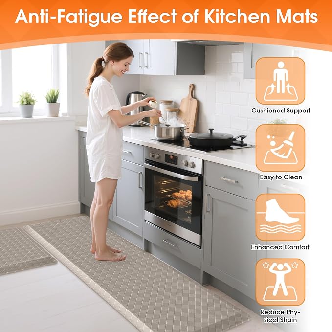 TranquilRelax 4/5 Inch Thick 2-Piece Anti-Fatigue Kitchen Mats, Cushioned - Image 4