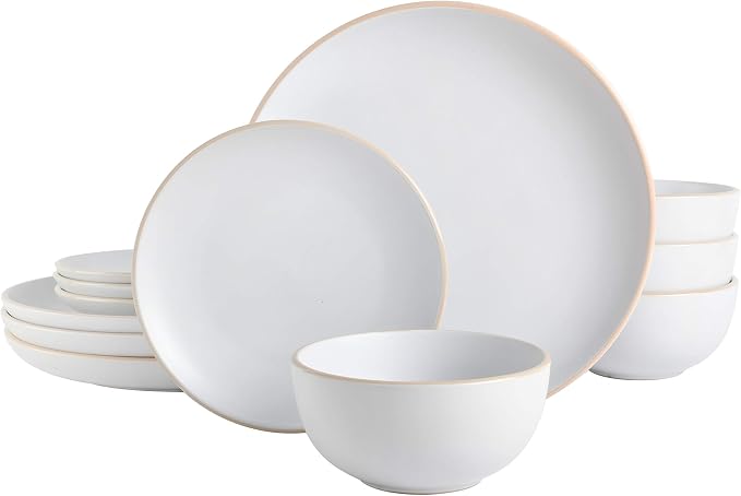 Gibson Home Rockaway 12-Piece Round Stoneware Dinnerware Set, Service by GibsonHomewares