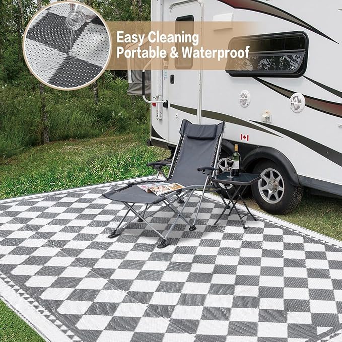 HUGEAR Outdoor Waterproof Rug 8'x10' Plastic Straw Rugs Washable Reversible - Image 5