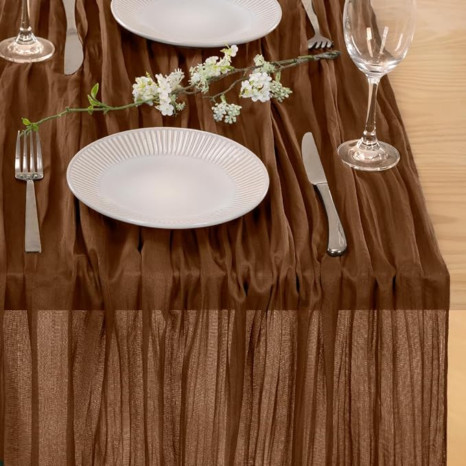 6 Pack Brown Cheesecloth Table Runner 10ft Neutral Gauze Centerpiece | - Image 6