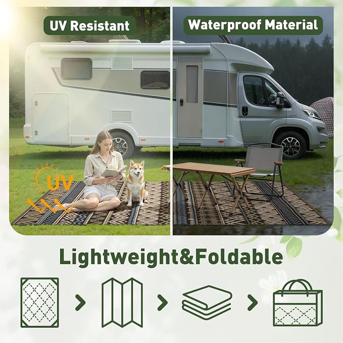 MontVoo Outdoor Rug Carpet Waterproof-Patio Rug Mat 6x9 Reversible RV Outdoor - Image 7
