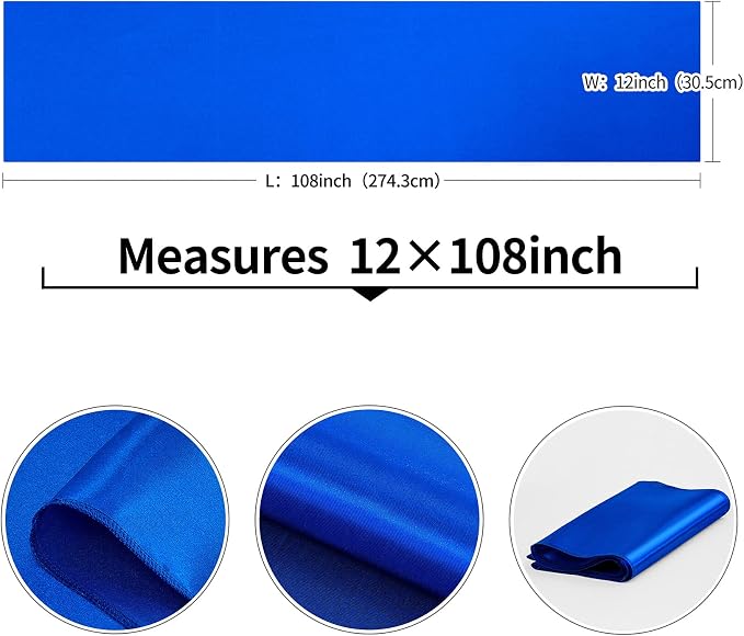 4-Pack Royal Blue Satin Table Runner 12 x 108 Inch Long Bright and Smooth Silk - Image 3