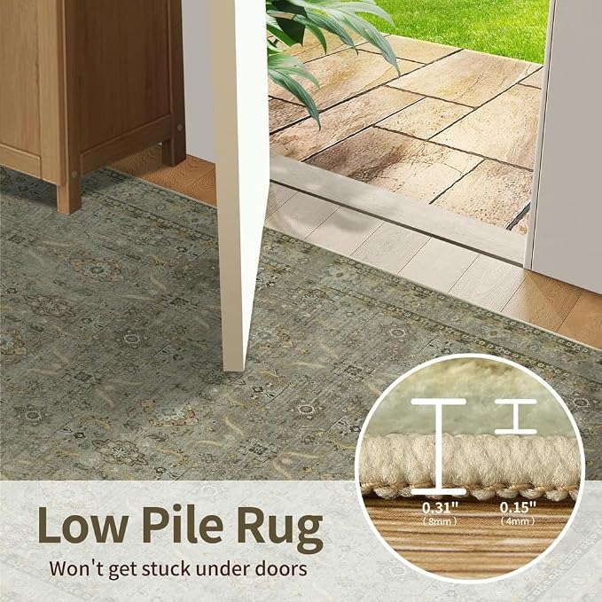 Rugxara 6x9 Area Rugs for Living Room Bedroom, Large Washable Rug, Olive - Image 7