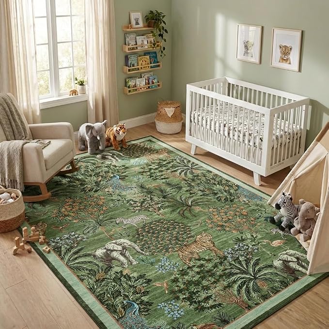 GarveeHome Jungle Animal Print Rug 6x9 Washable Area Rugs by GarveeHome