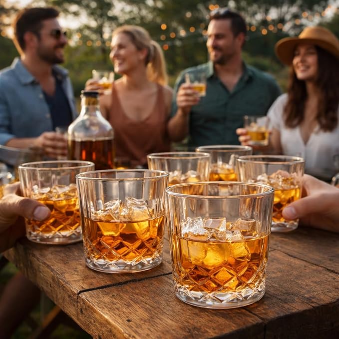 Yungyan 6 Pcs 10 oz Plastic Clear Whiskey Glasses, Old Fashioned Glasses - Image 5