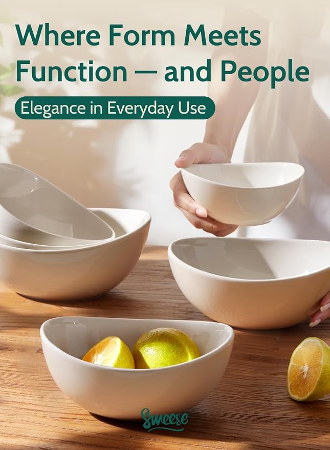 Sweese Porcelain Serving Bowls Set, 10-42 oz, Versatile - Image 5
