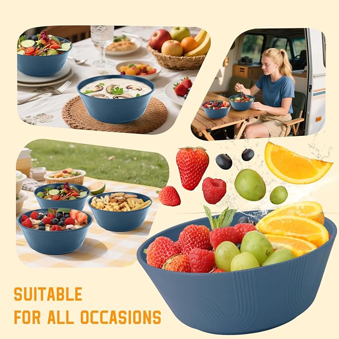 Wheat Straw Bowls, Unbreakable Soup Bowls Set of 6, Alternatives Plastic Bowls - Image 6