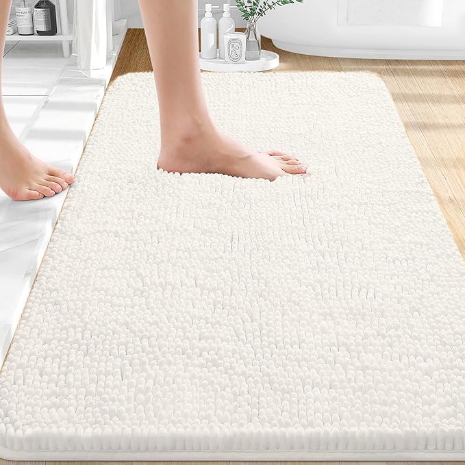 OLANLY Bathroom Rugs 32x20, Extra Soft Absorbent Chenille Bath Rugs, Rubber by OLANLY