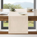 Linen Textured Border Table Runner, 14 x 60 Inch Cream | Mitered Corner Design by ZEEMARTONLINE