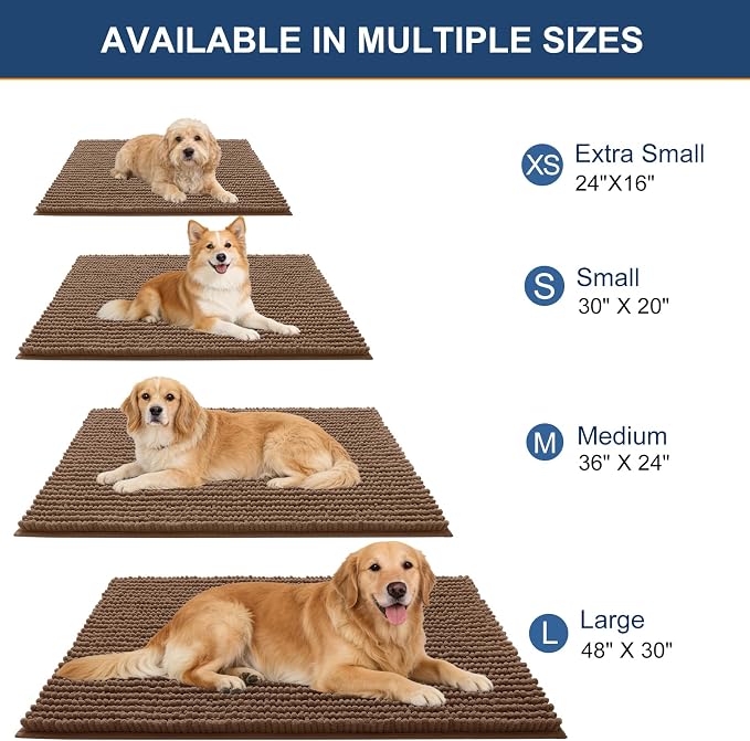 OLANLY Dog Door Mat for Muddy Paws 44x32, Ultra Absorbent Chenille Mud Doormat - Image 2