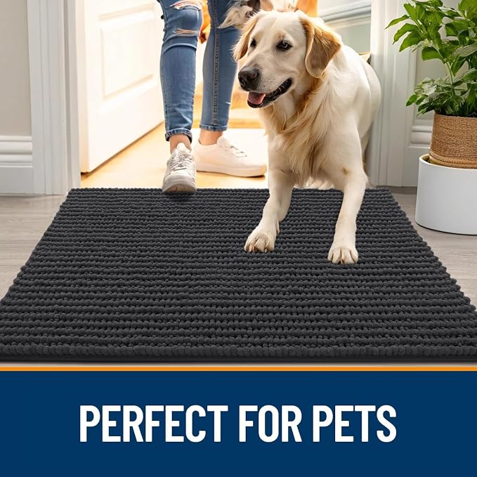 OLANLY Dog Door Mat for Muddy Paws 40x32, Ultra Absorbent Chenille Mud Doormat - Image 6
