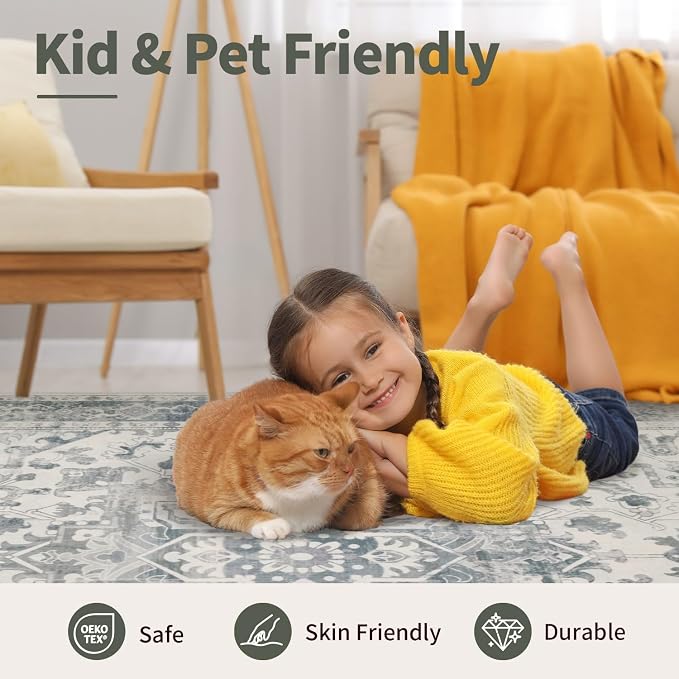 Rugxara 3x5 Washable Entryway Rug, Non Slip Boho Runner Rugs - Image 8
