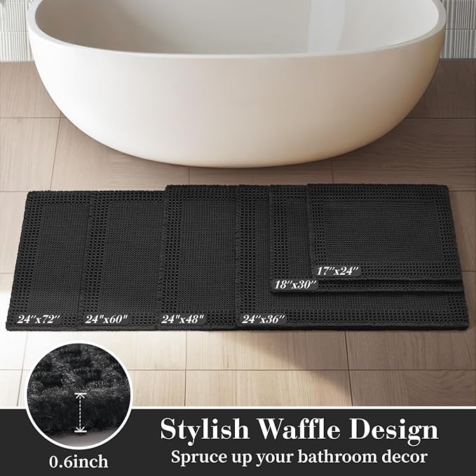 RESARE Waffle Bath Mat for Bathroom, Super Absorbent Bathroom Rugs Non Slip - Image 5