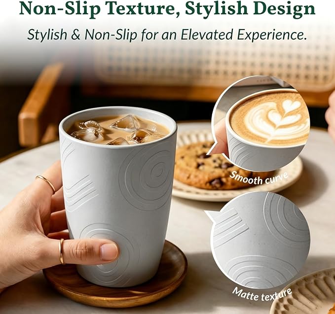 Homienly Glasses Drinking Set 12 OZ Wheat Straw cups- Reusable Drinking Vessel - Image 3