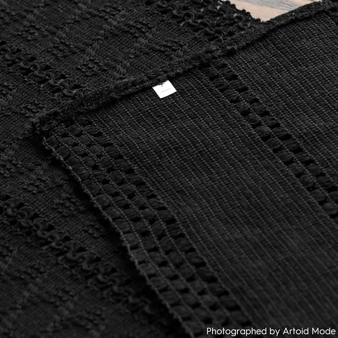 Artoid Mode Black Woven Farmhouse Hollow Table Runner 12x48 Inch | Holiday - Image 4