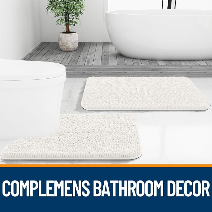 OLANLY Bathroom Runner Rugs 47x17, Extra Soft Absorbent Chenille Bath Rugs - Image 7