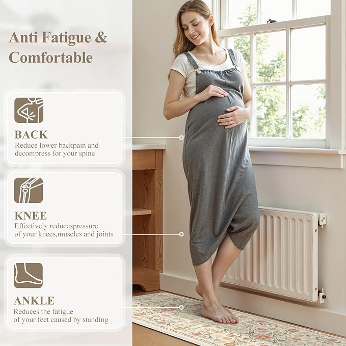 KIMODE Anti Fatigue Mats for Kitchen Floor Non Slip, Farmhouse Boho Floral - Image 9