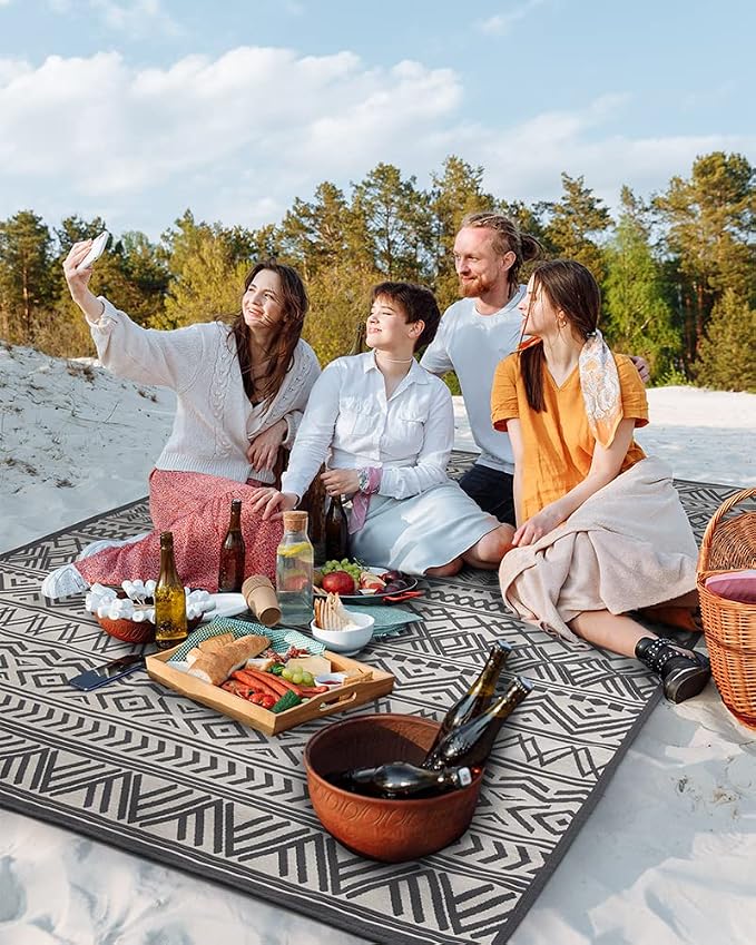 Outdoor Rug Carpet 5x8 ft, Flatweave Textured Outdoor Patio Rug Non Slip Indoor - Image 7