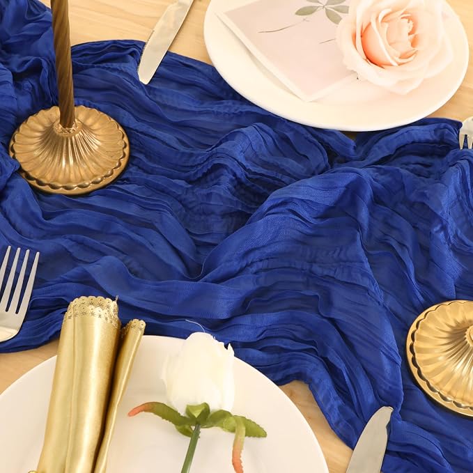 12 Pack Royal Blue Cheesecloth Table Runner 120 Inch Boho Wedding Decor | - Image 7