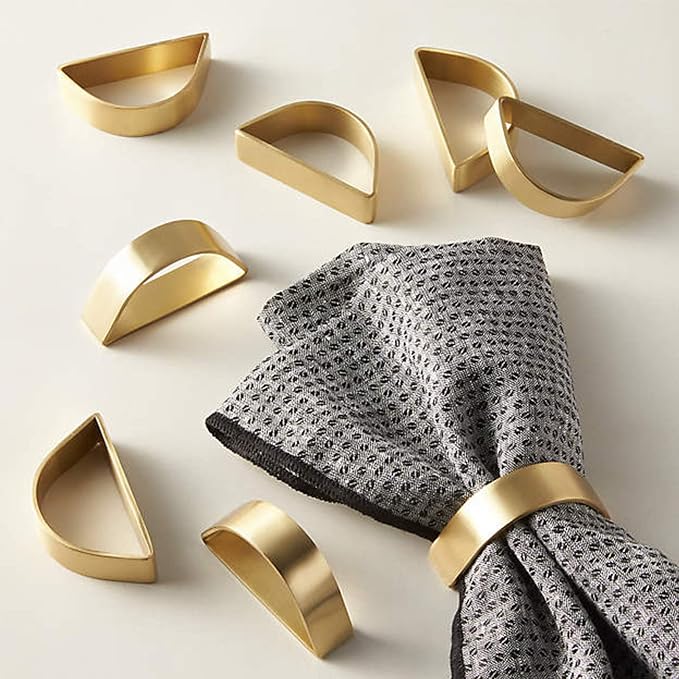 Stainless Steel Golden Napkin Rings Set of 12, Modernist Napkin Ring Holder by wonlex