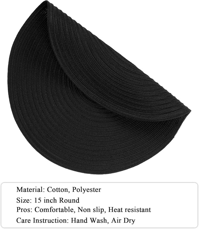 SHACOS Round Braided Placemats Set of 8 Washable Cotton Polyester Woven Round - Image 3
