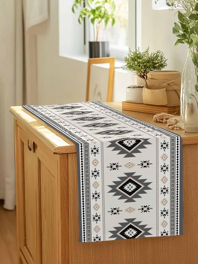 Boho Table Runners 60 Inches Long, Abstract Southwestern Kitchen Dining Tables - Image 7