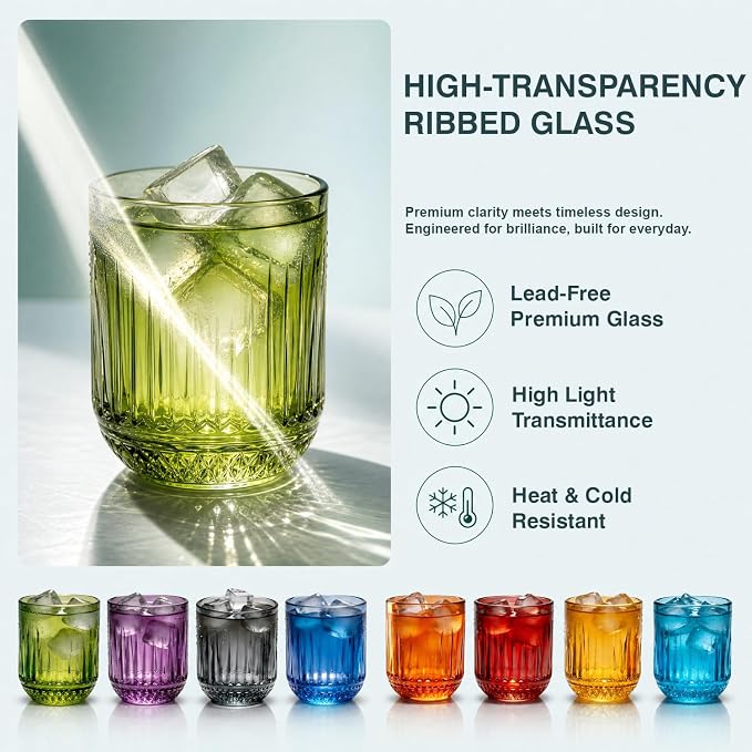 FACE N FACE 1-Piece Vintage Colored Glass Tumbler 8oz | Retro Aesthetic - Image 5