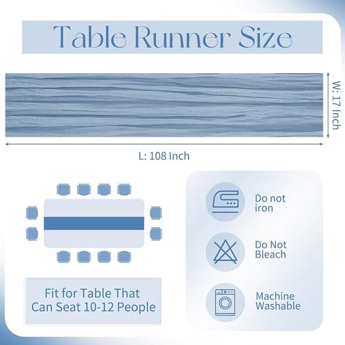 10 Pack Dusty Blue Cheesecloth Table Runner 17x108 Inch Boho Gauze Cheese Cloth - Image 2