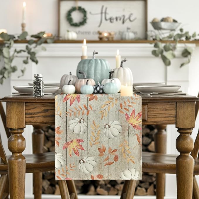 Artoid Mode 210 GSM Fall Table Runner 13x48 Inch Home Party Decor | Pumpkins - Image 2
