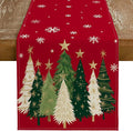 Christmas Table Runner 13x108 Inch, Xmas Trees Snowflakes Holiday Decorative by GEEORY