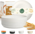 Wheat Straw Plates 9 Inch, Unbreakable & Reusable Plastic Plates Set of 8 by BUSOKIP