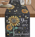 Farmhouse Sunflowers Short Table Runners 36 Inches, Cotton Linen Fabric Table by Edwiinsa