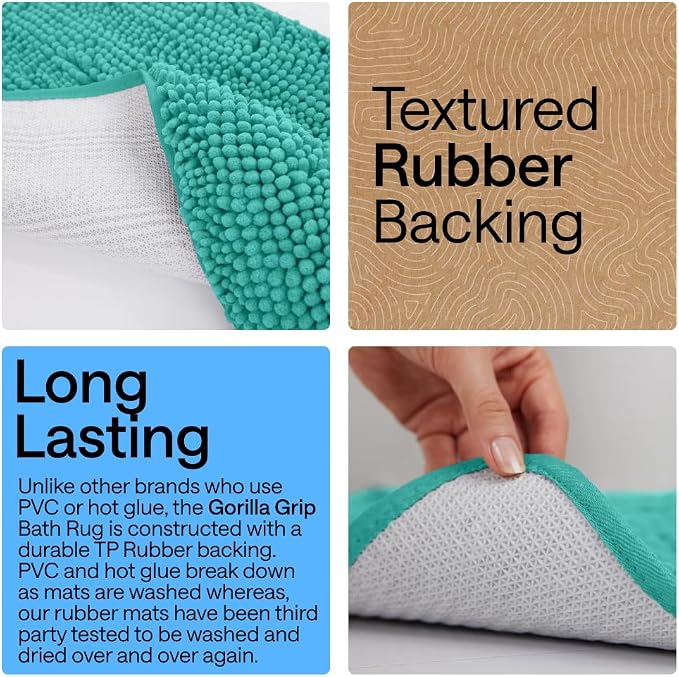 GORILLA GRIP Bath Rug Mat, Thick Soft Absorbent Chenille, Quick Dry Microfiber - Image 3