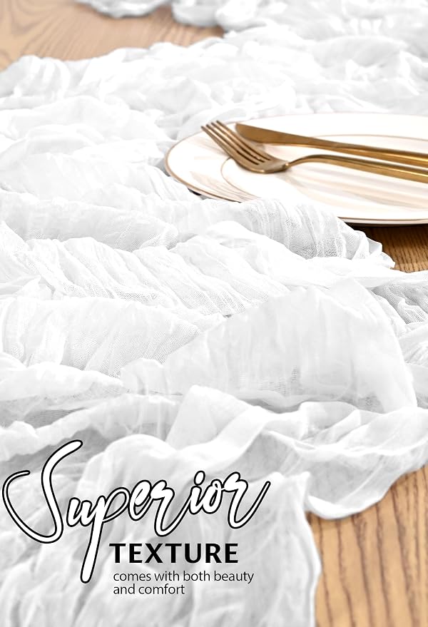 4 Pack Cheesecloth Table Runner 10FT White Table Runner Boho Gauze Cheese Cloth - Image 4