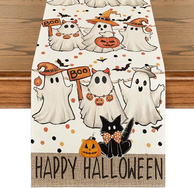 Artoid Mode 210 GSM Halloween Table Runner 13x90 Inch Home Party Decor | Beige by ArtoidMode