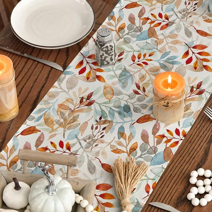 Artoid Mode 210 GSM Fall Table Runner 13x120 Inch Home Party Decor | Beige - Image 7