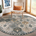 Lahome Moroccan Washable Round Rug 5ft, Soft Vintage Circle Rug by Lahome
