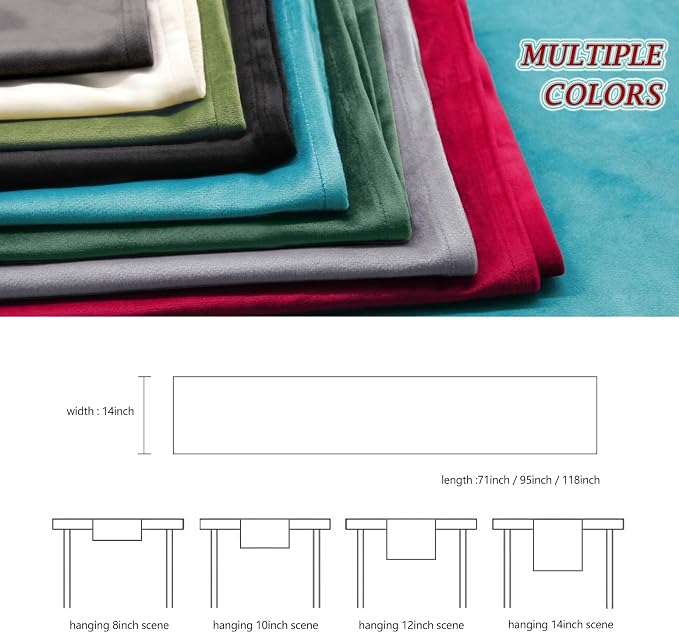 BALCONY & FALCON Table Runner Velvet Emerald Green 14"x118" | Elegant, Fall - Image 5