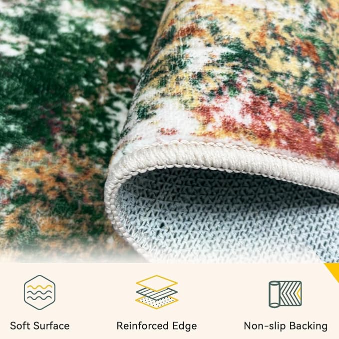 RELEANY Washable Area Rugs 9'x12' Non-Slip Modern Abstract Soft - Image 4