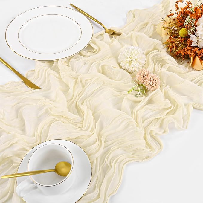 10 Pack Ivory Cheesecloth Table Runner 17x108 Inch Boho Gauze Cheese Cloth - Image 4