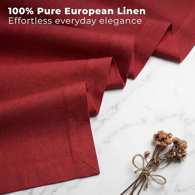 Classic Linen™ by D'Moksha Red Table Runner 60 Inches, 100% Pure Linen - Image 2