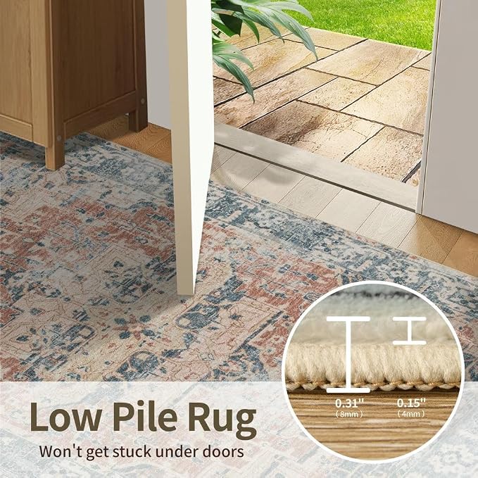 Rugxara 6x9 Area Rugs for Living Room Bedroom, Large Washable Rug, Coral - Image 7