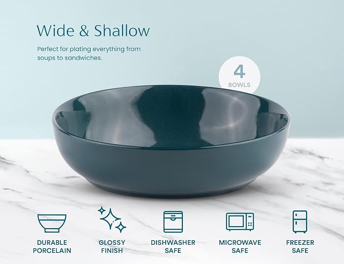 KooK Pasta Bowl, Salad Bowls, Serving Bowls, Large Capacity, Microwave & - Image 6