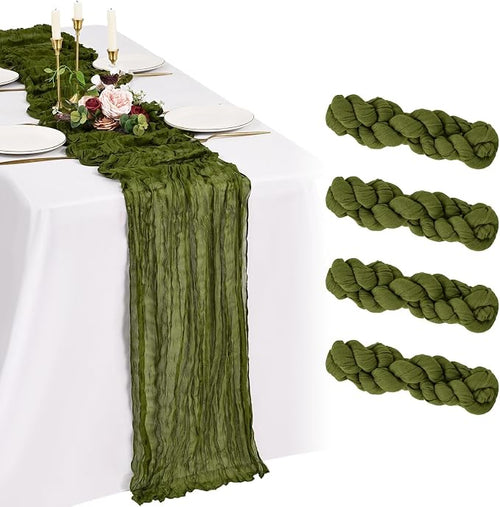 4 Pack Cheesecloth Table Runner 10FT Olive Green Table Runner Boho Gauze Cheese by Showgeous